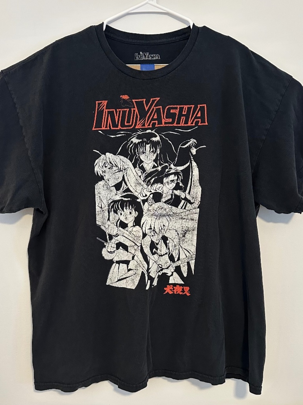 InuYasha Anime Graphic Print T-Shirt XXL Black Goth Emo Y2K Short Sleeve